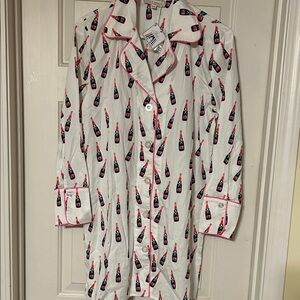 Toss Designs Sleep Shirt/Pajamas with Pink and Green Bottle Print S/M New!